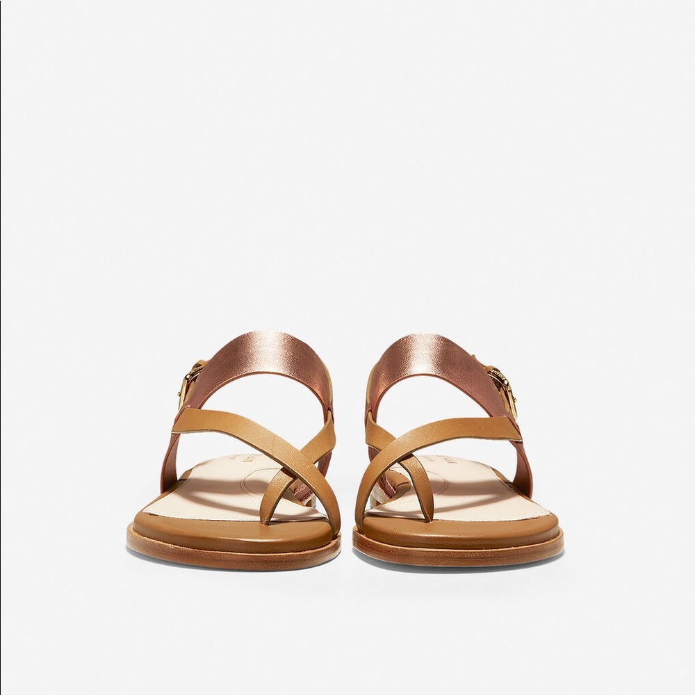 Cole Haan Rose Gold and Brown Leather Sandal